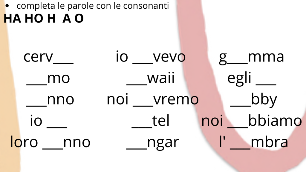 esercizio 10 consonanti