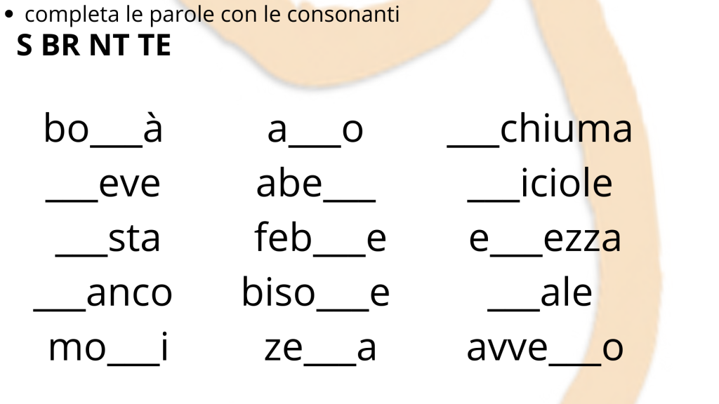 esercizio 12 consonanti
