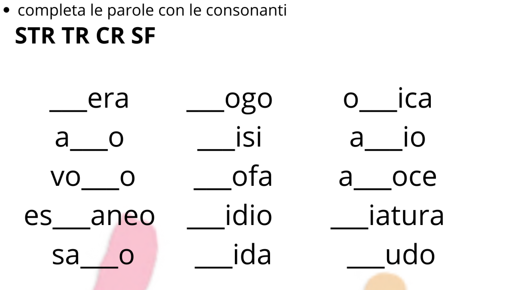 esercizio 13 consonanti