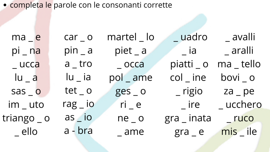 esercizio 1 consonanti