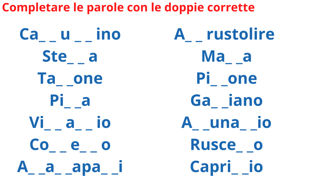 Completare le parole con le doppie corrette