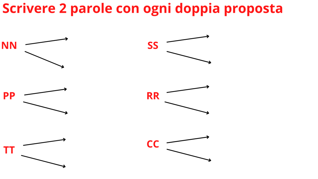 Scrivere 2 parole con ogni doppia proposta