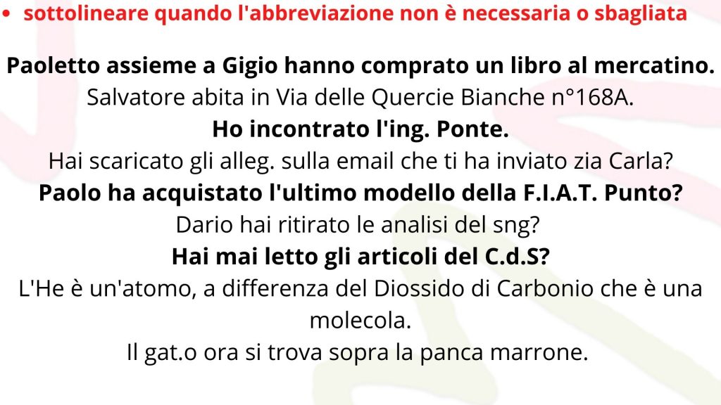 eserczi abbreviazioni